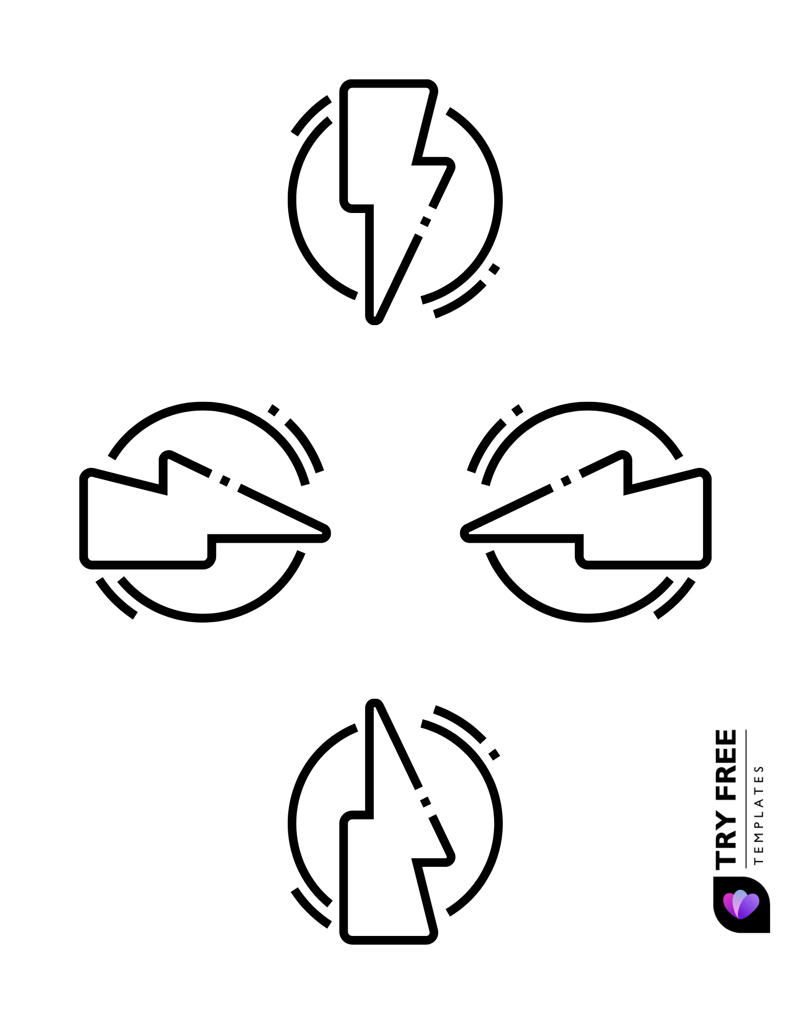 Lightning bolt templates
