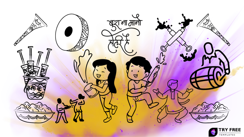 Holi Coloring Pages