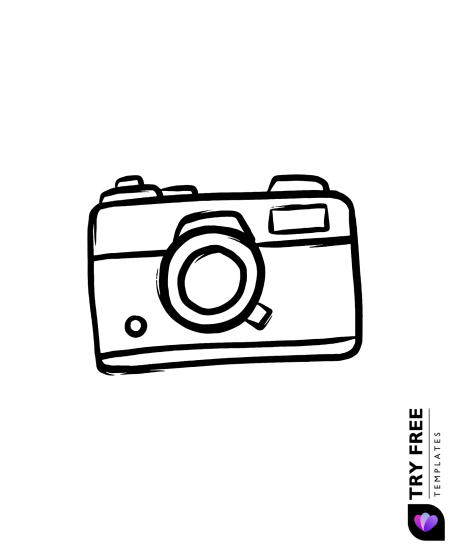 Vintage Camera Doodle Drawing