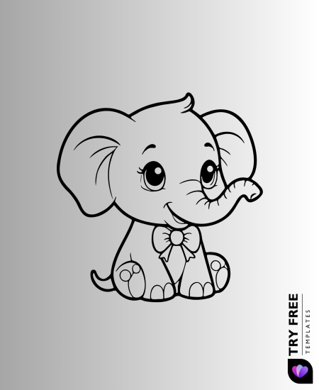 Adorable Baby Elephant with a Bow Tie