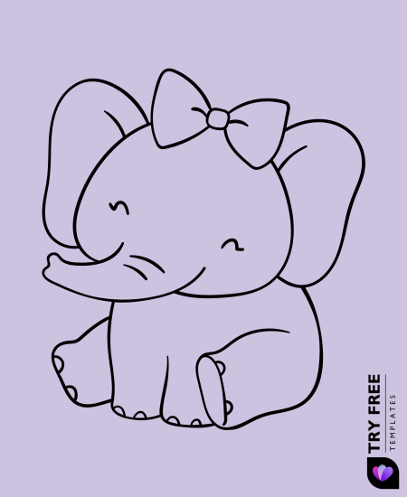 Cute Baby Elephant with a Bow