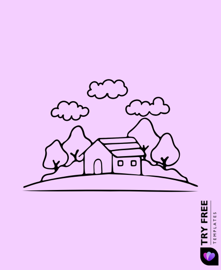 Peaceful Countryside Doodle Drawing​