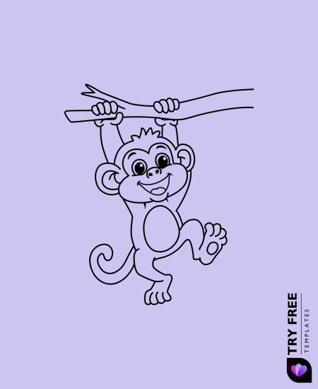 Hanging Monkey on Tree Branch