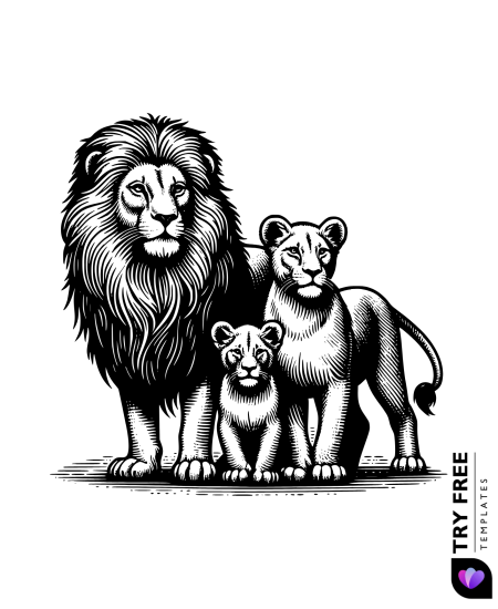 The Royal Lion Family Drawings