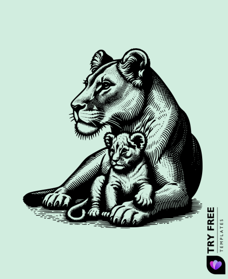 Mother’s Love Lion Drawings