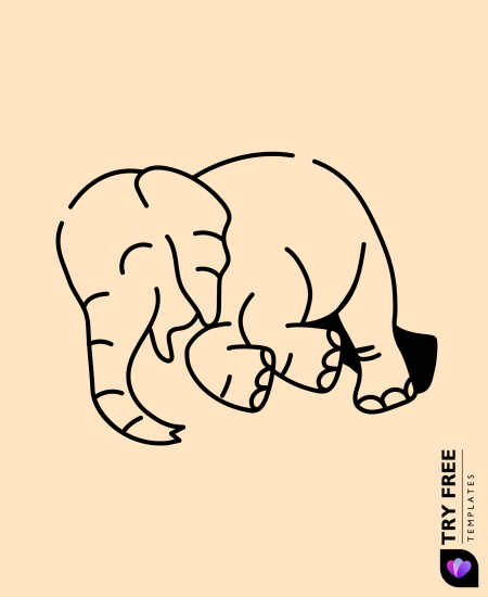 Elephant Lying Down and Resting