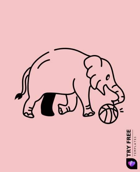 Elephant Playing with a Basketball