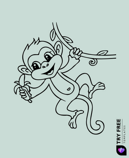 Banana-Loving Monkey in the Jungle