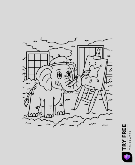 Cute Elephant Painting a Star