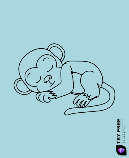 Sleeping Cute Baby Monkey Drawings