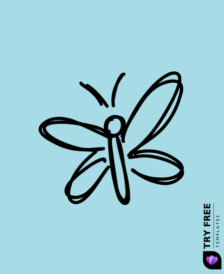 Butterfly Sketch on Sky Blue