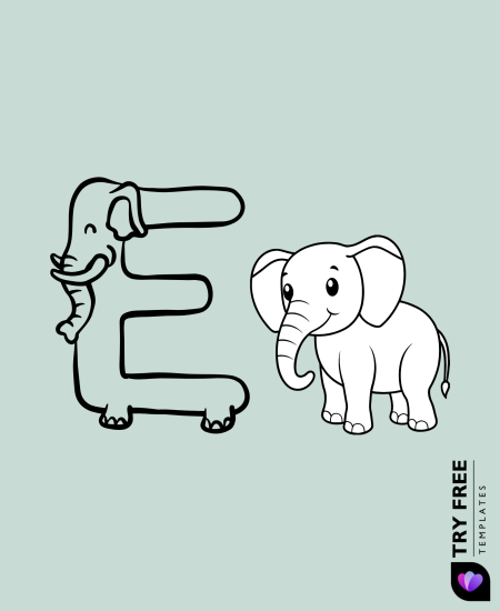 Elephant and Letter 'E'