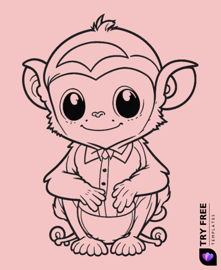 Cute Dressed-Up Monkey Character