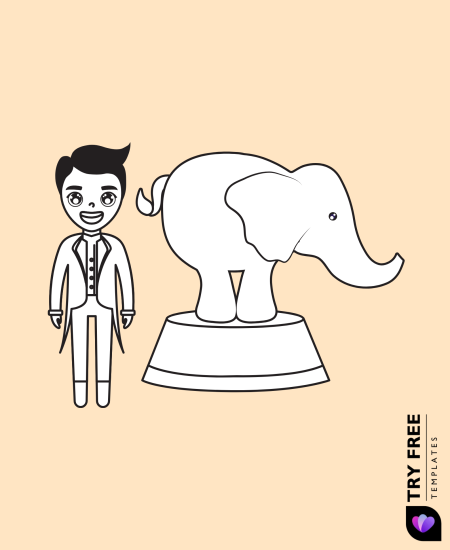Circus Elephant and Trainer