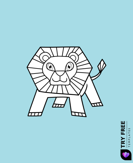 Geometric Lion Drawings
