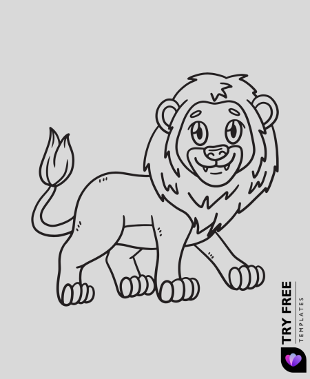 Friendly Jungle Lion Drawings