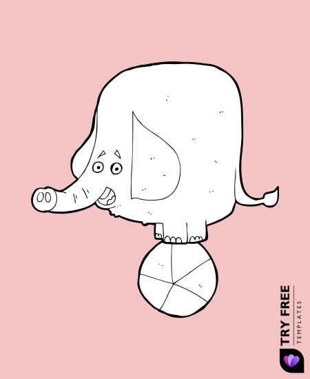 Cute Elephant Balancing on a Ball