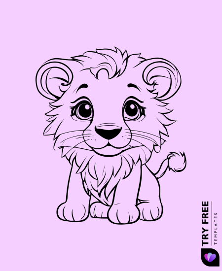 Fluffy Mane Cub Lion Drawings