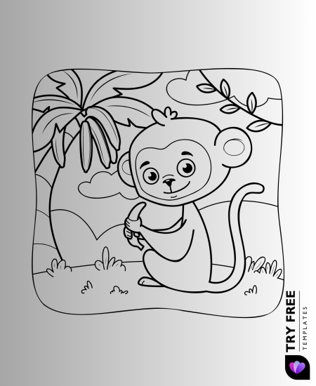 Jungle Monkey with Banana Scene