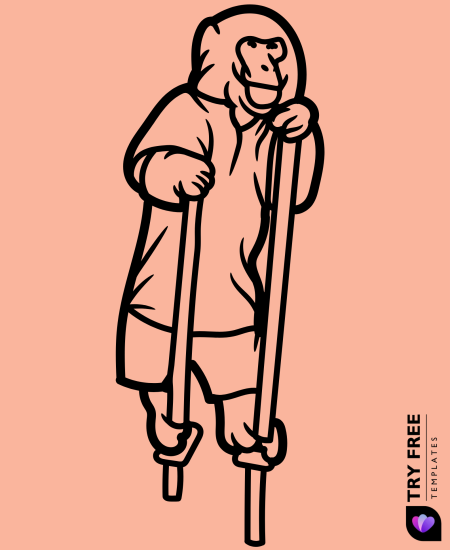 Cute Tall Steps, Tiny Feet Mokey Drawings