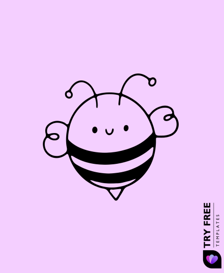 Cute Bee Doodle Drawing