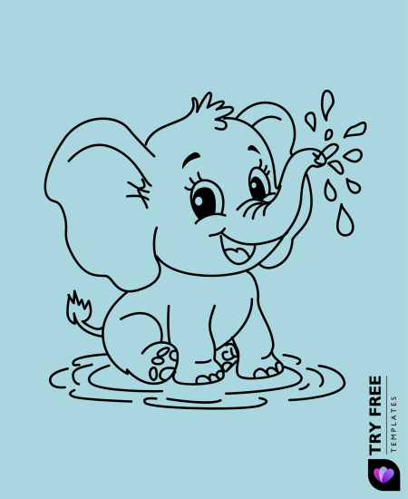 Playful Cute Elephant Splashing Water
