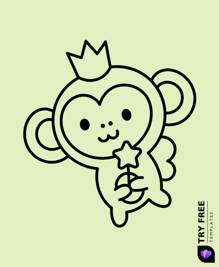 Cute Magical Monkey Prince Drawings