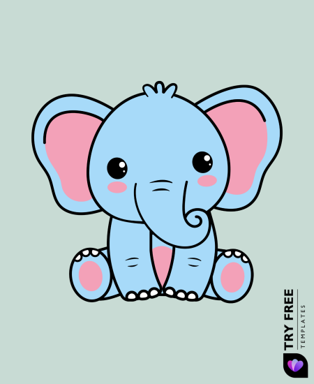 Cute Blue Baby Elephant