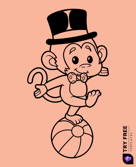 Cute Monkey Balancing Act Drawings