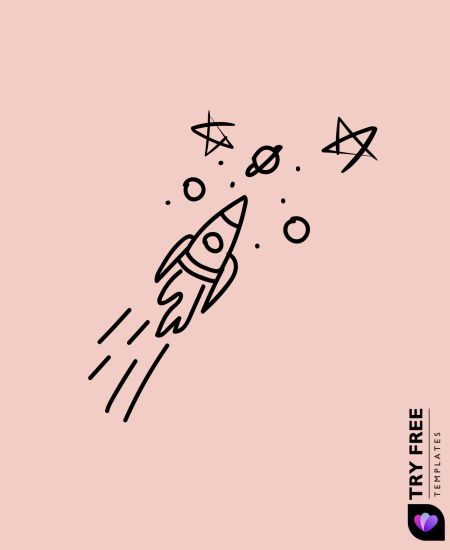 Rocket Launch Doodle in Space