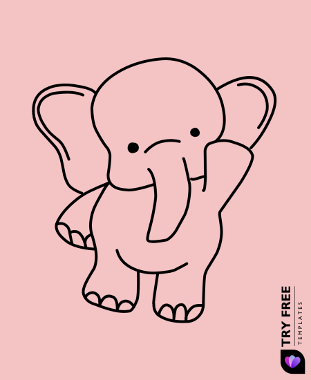 Minimalist Cute Baby Elephant