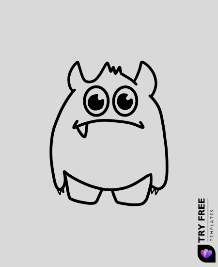 Cute Monster Doodle Drawing