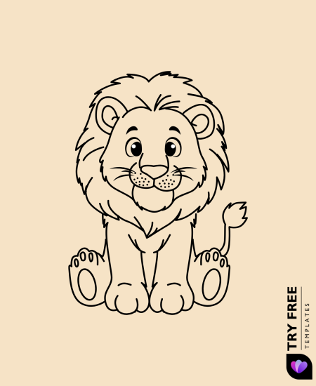Smiling Safari Lion Drawings