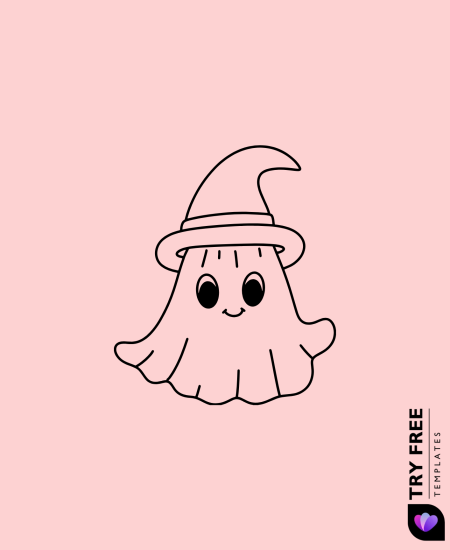 Cute Ghost in a Witch Hat