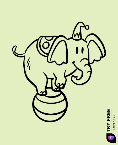 Circus Elephant on a Ball
