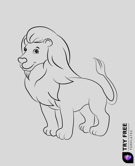 Happy Cartoon Lion Drawings