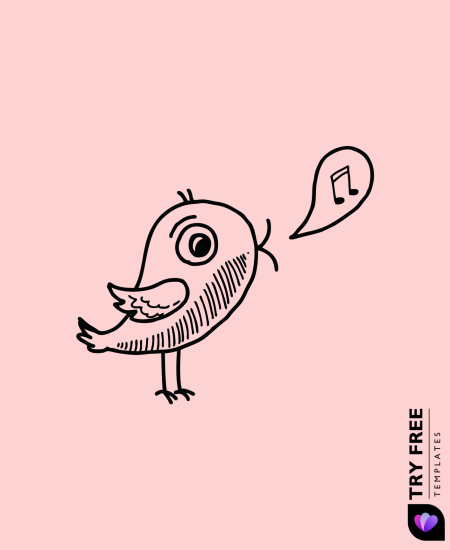 Singing Bird Doodle Drawing