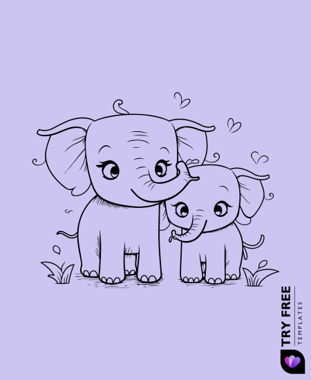 Cute Loving Elephant Family