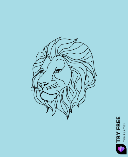 Stylized Mane Majesty Lion Drawings
