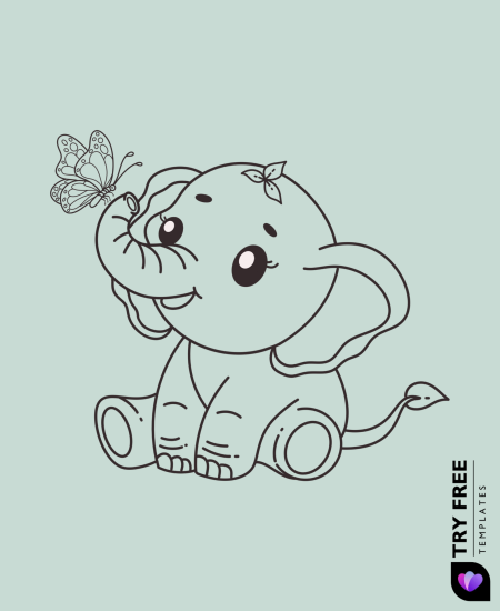 Elephant Playing with a Butterfly