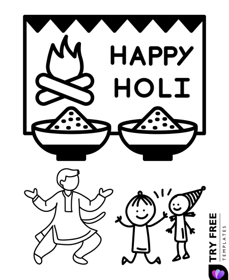 Holika Dahan Coloring Page