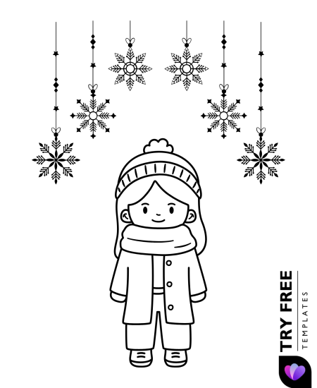 Winter Girl with Hanging Snowflakes